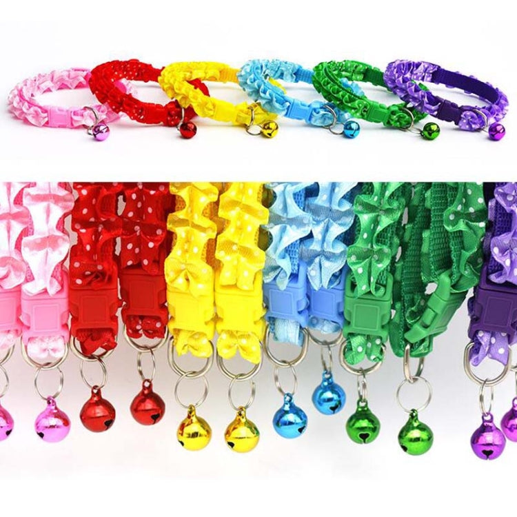10 PCS Lovely Adjustable Buckle Collar Cat Dog Lace Collar with Bell