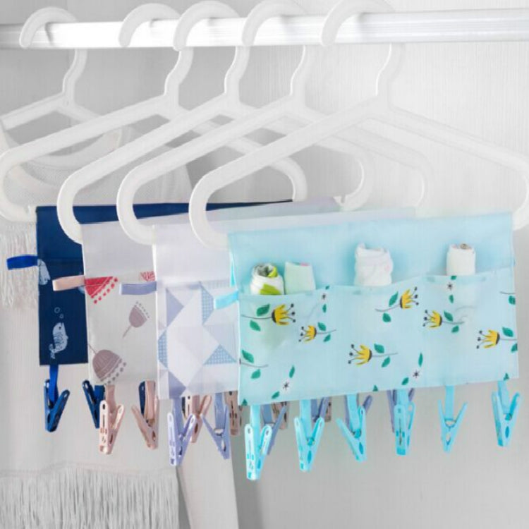 Household Portable Multi-function Fabric Hanger Folding Bathroom Rack Hanging Storage Drying Clothes Underwear Clips With Hanging Bag