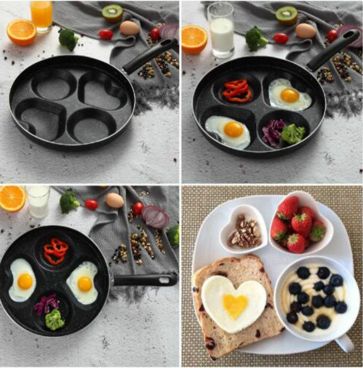 Multifunction Nonstick Frying Pan Aluminium Alloy 4 Units Cookware Fry Egg Pan Pancake Steak Pan for Gas Cooker