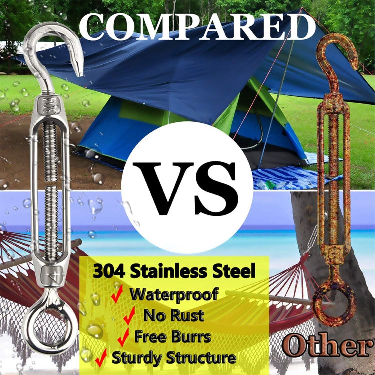 Flower Basket Screws 304 Stainless Steel Wire Rope Hook Tensioner, Specification:M8(Silver)