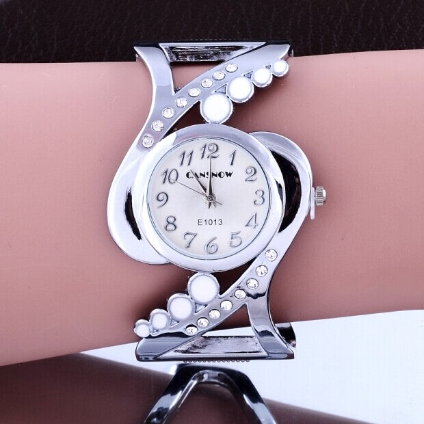 WAT1140 Women Bangle Wristwatch Quartz Crystal Rhinestone Watch