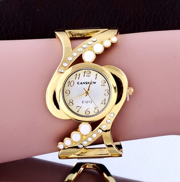 WAT1140 Women Bangle Wristwatch Quartz Crystal Rhinestone Watch