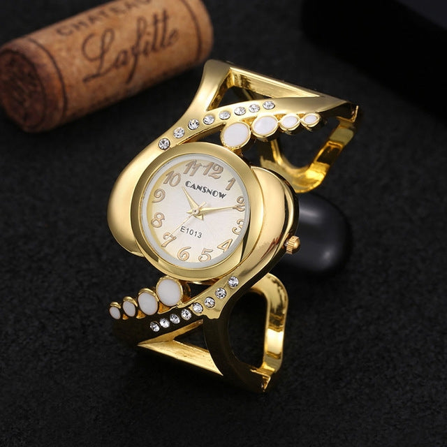 WAT1140 Women Bangle Wristwatch Quartz Crystal Rhinestone Watch