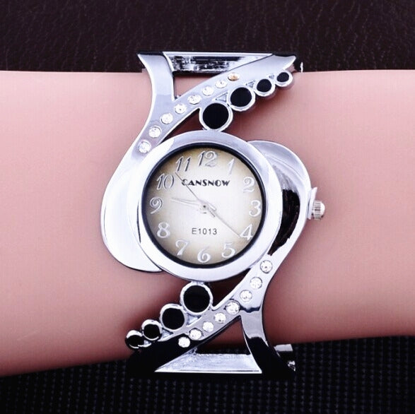 WAT1140 Women Bangle Wristwatch Quartz Crystal Rhinestone Watch