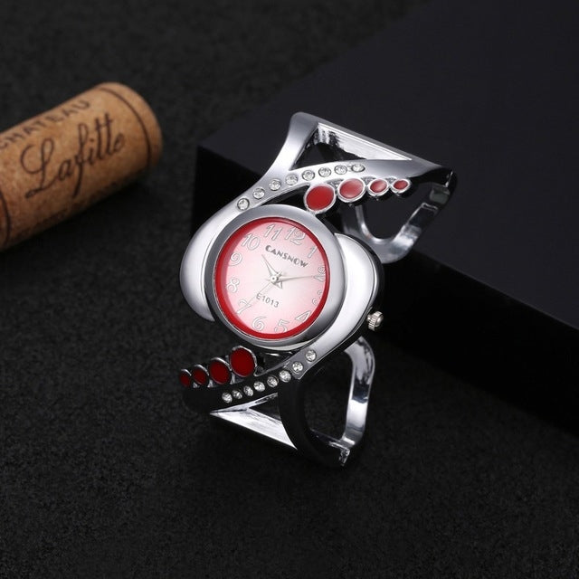 WAT1140 Women Bangle Wristwatch Quartz Crystal Rhinestone Watch