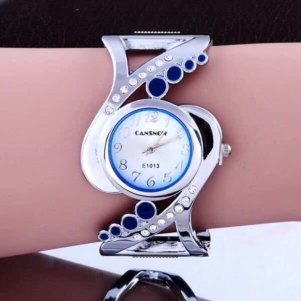 WAT1140 Women Bangle Wristwatch Quartz Crystal Rhinestone Watch