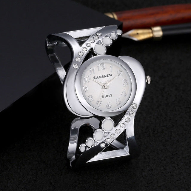 WAT1140 Women Bangle Wristwatch Quartz Crystal Rhinestone Watch