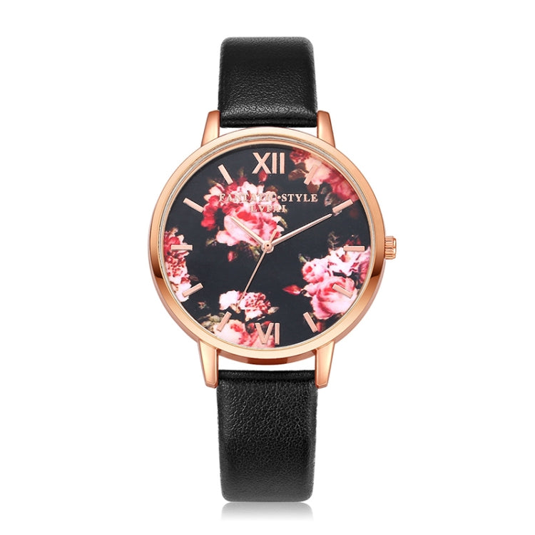 Lvpai P086Leather Strap Flower Dial Quartz Wrist Watch