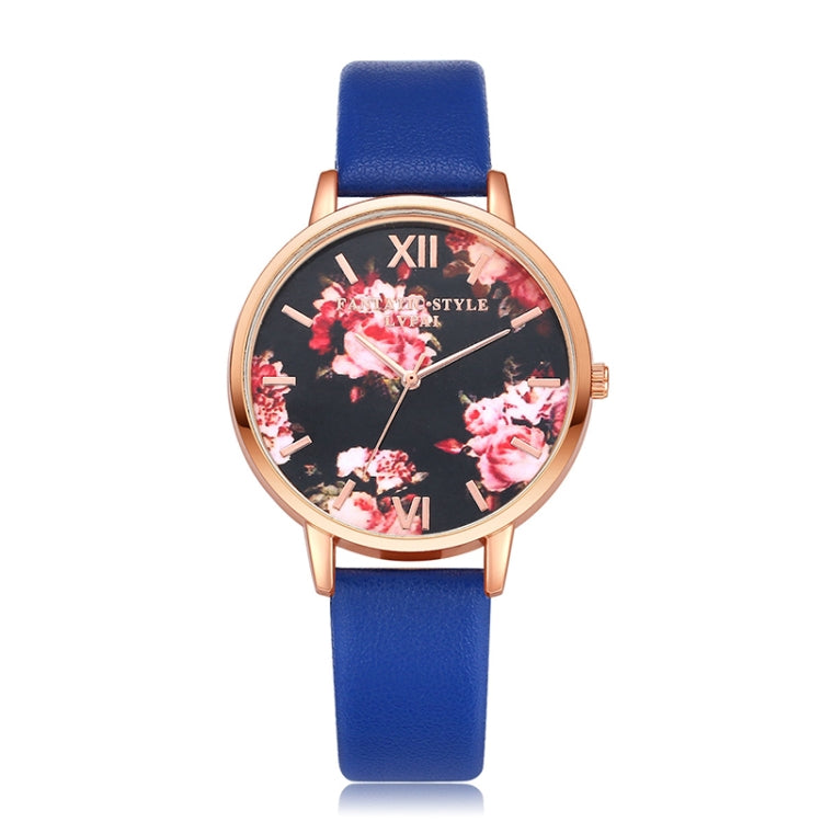 Lvpai P086Leather Strap Flower Dial Quartz Wrist Watch