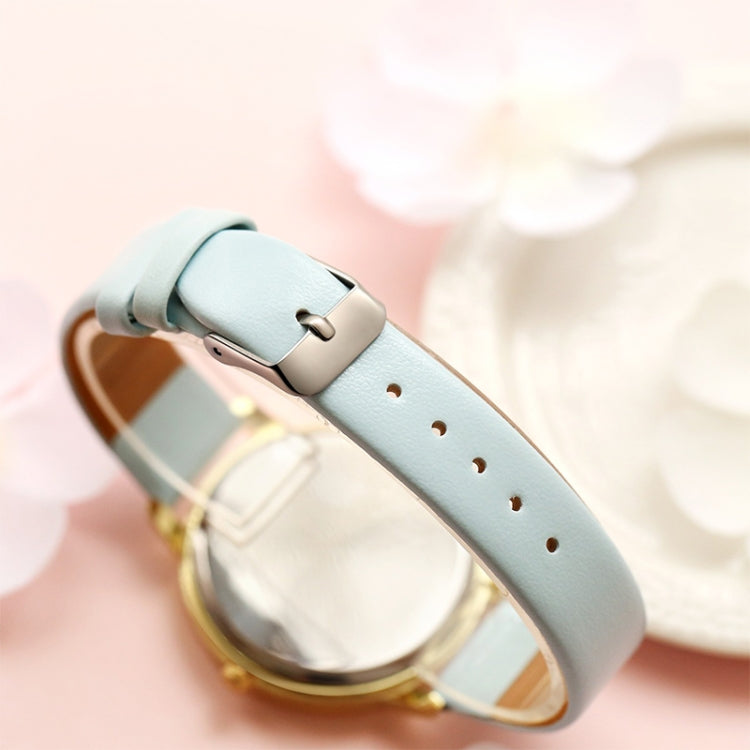 Lvpai P086Leather Strap Flower Dial Quartz Wrist Watch