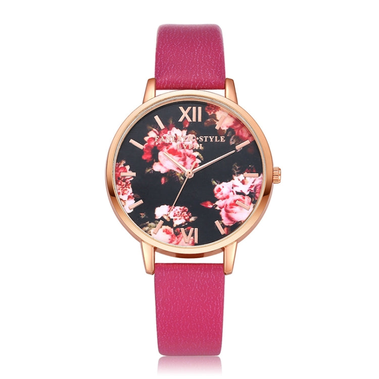 Lvpai P086Leather Strap Flower Dial Quartz Wrist Watch