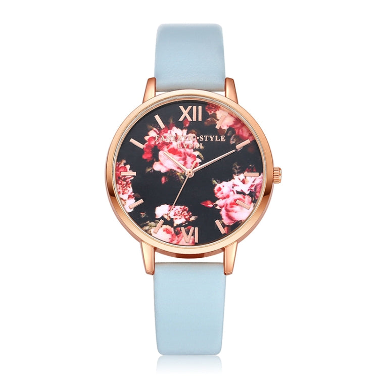 Lvpai P086Leather Strap Flower Dial Quartz Wrist Watch