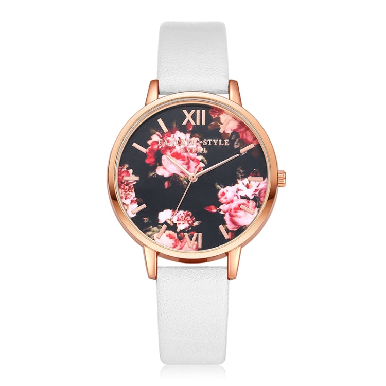 Lvpai P086Leather Strap Flower Dial Quartz Wrist Watch