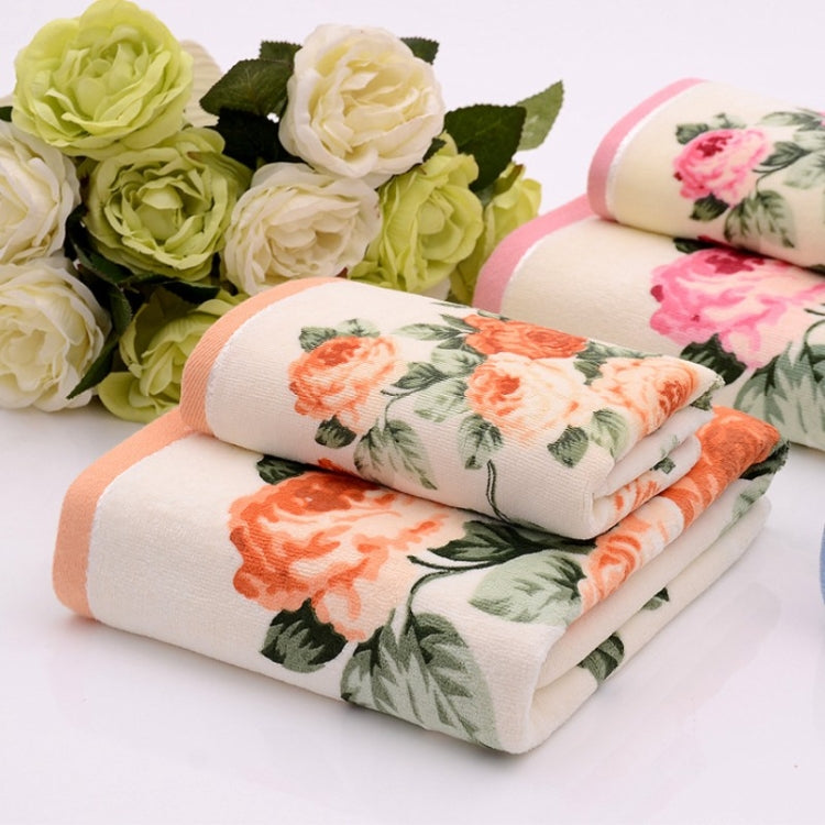Unisex Peony Towel Cotton Bath Towel Beach Towel, Size:74x34cm