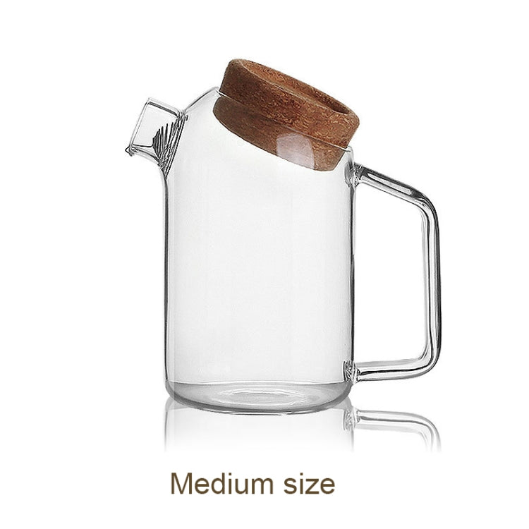 High Borosilicate Glass Cork Lid Teapot Juice Cold Kettle, Style:Medium Button