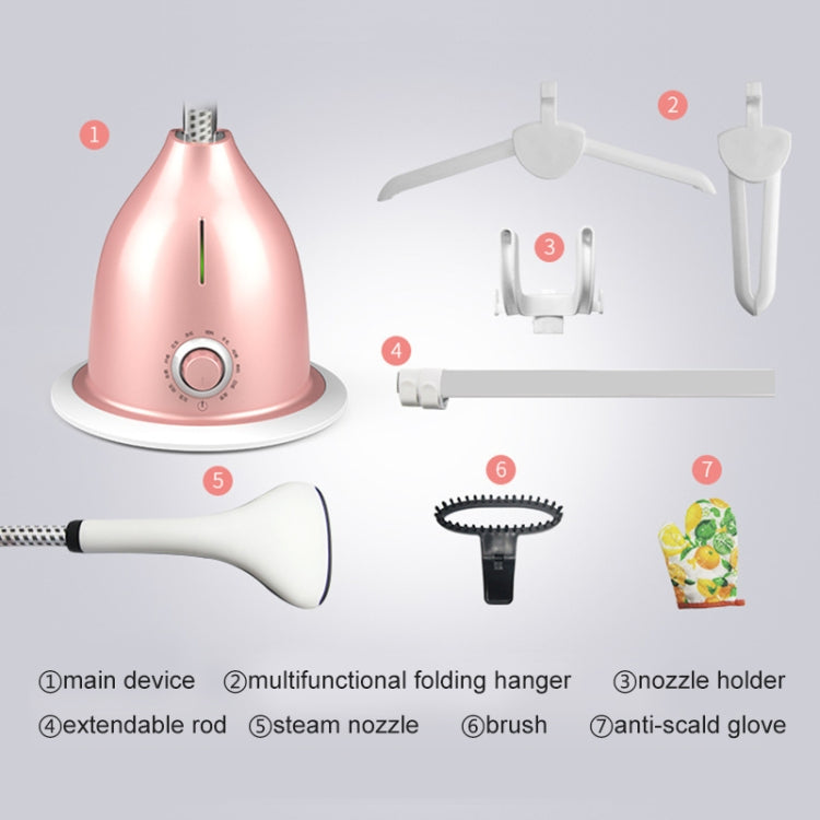 2000W Garment Steamer Household Handheld Ironing Machine 10 Gear Adjustable Vertical Flat Steam Iron Clothes Steamer(Pink)