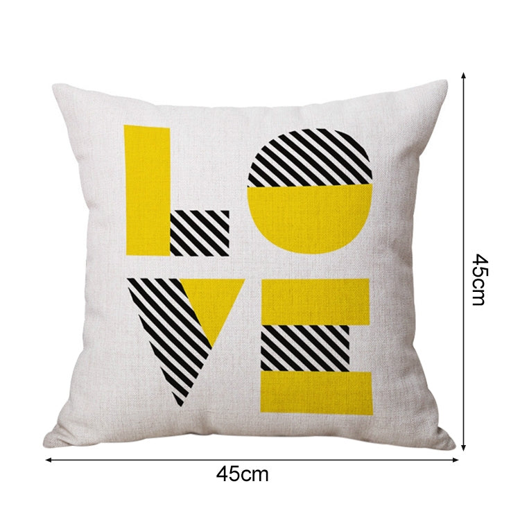 45*45CM Love English Letter 3D Printed Linen Pillow Cover