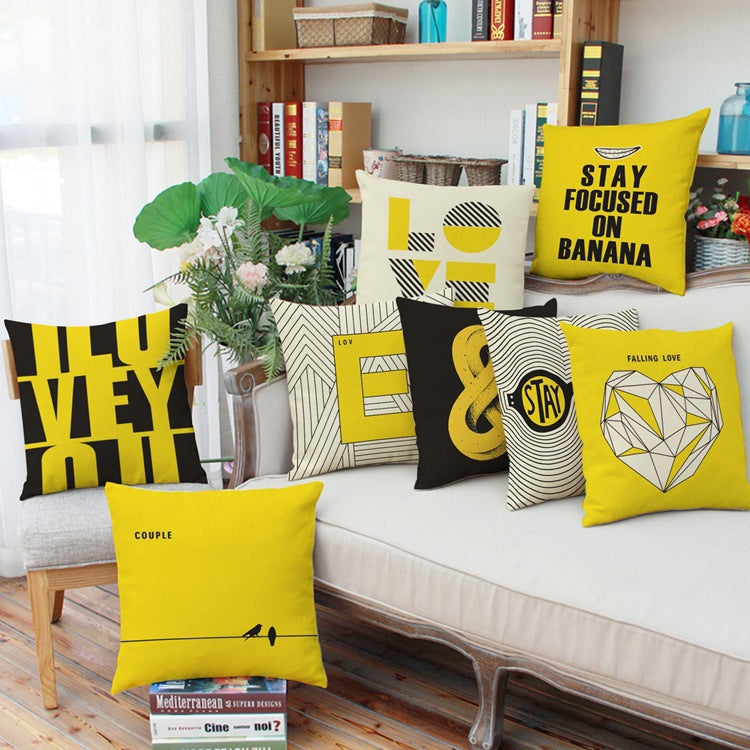 45*45CM Love English Letter 3D Printed Linen Pillow Cover