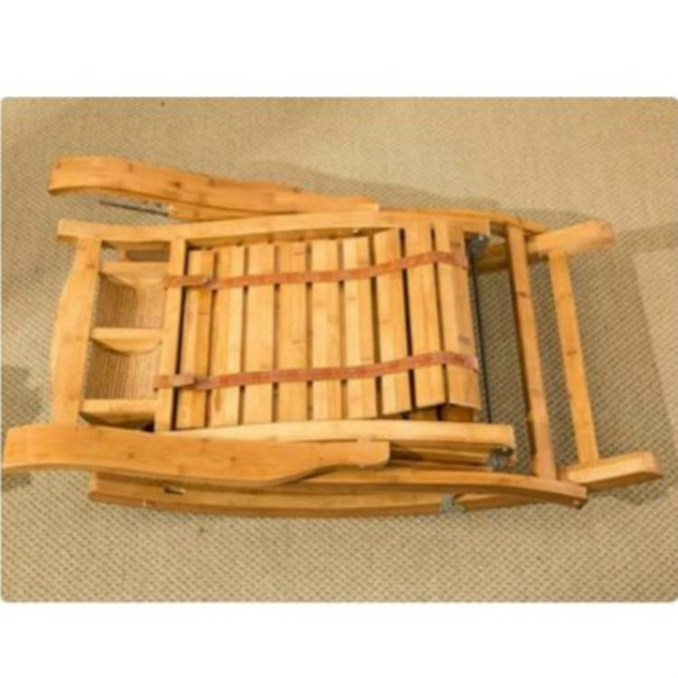 Rocking Chair Adult Folding Lunch Break Easy Chair Living Room Napping Bed Home Balcony Leisure Old Bamboo Chair, Color:Coffee With Long Cushion