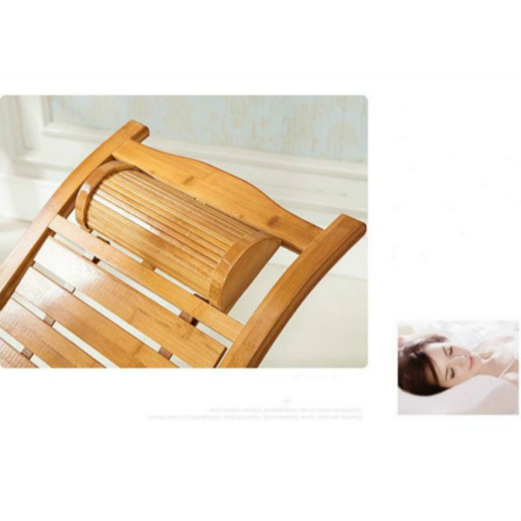 Rocking Chair Adult Folding Lunch Break Easy Chair Living Room Napping Bed Home Balcony Leisure Old Bamboo Chair, Color:Coffee With Long Cushion