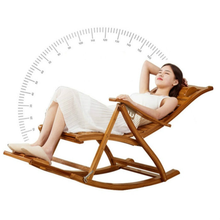 Rocking Chair Adult Folding Lunch Break Easy Chair Living Room Napping Bed Home Balcony Leisure Old Bamboo Chair, Color:Blue With Long Cushion