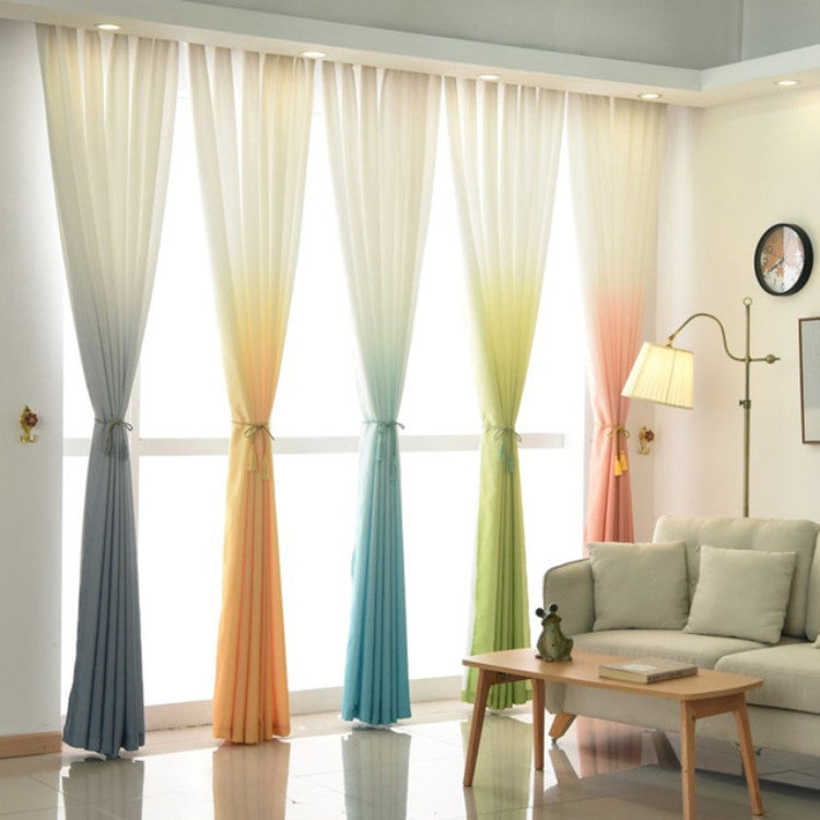 Tulle Transparent Gradient Color Velvet Linen Half Shade Living Room Bedroom Kitchen Home Curtain Decoration