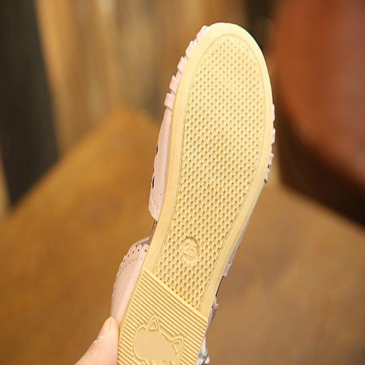 Girls Sandals Woven Hollow Flat Princess Shoes, Size:31(White)