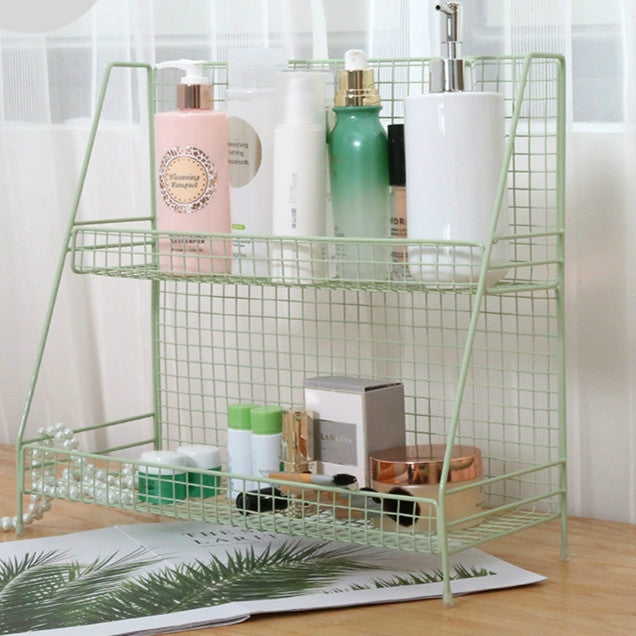 Fashion Kitchen Iron Art Desktop Living Room Bathroom Double Shelf