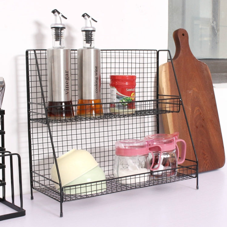 Fashion Kitchen Iron Art Desktop Living Room Bathroom Double Shelf