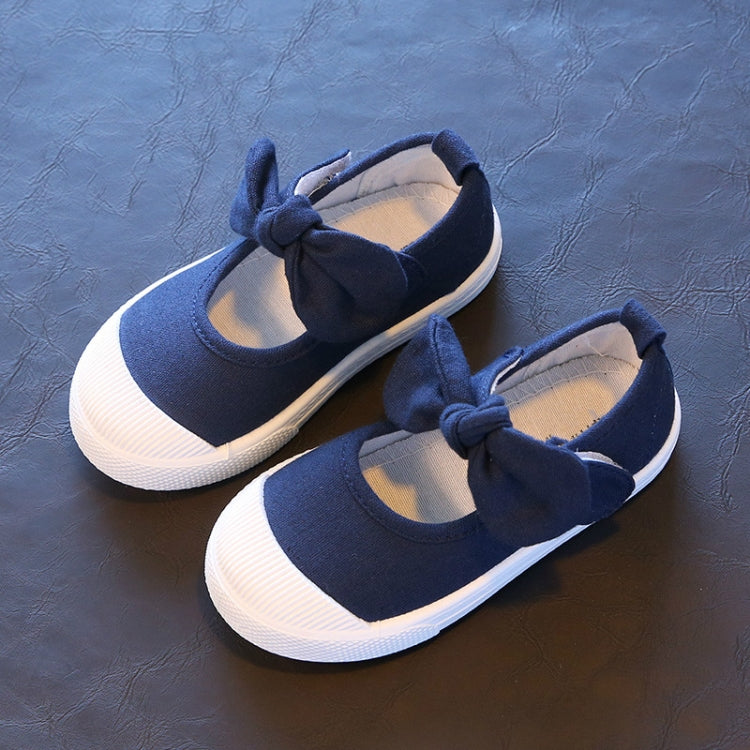 Children Canvas Bow Flats Shoes Solid Sneakers, Size:24