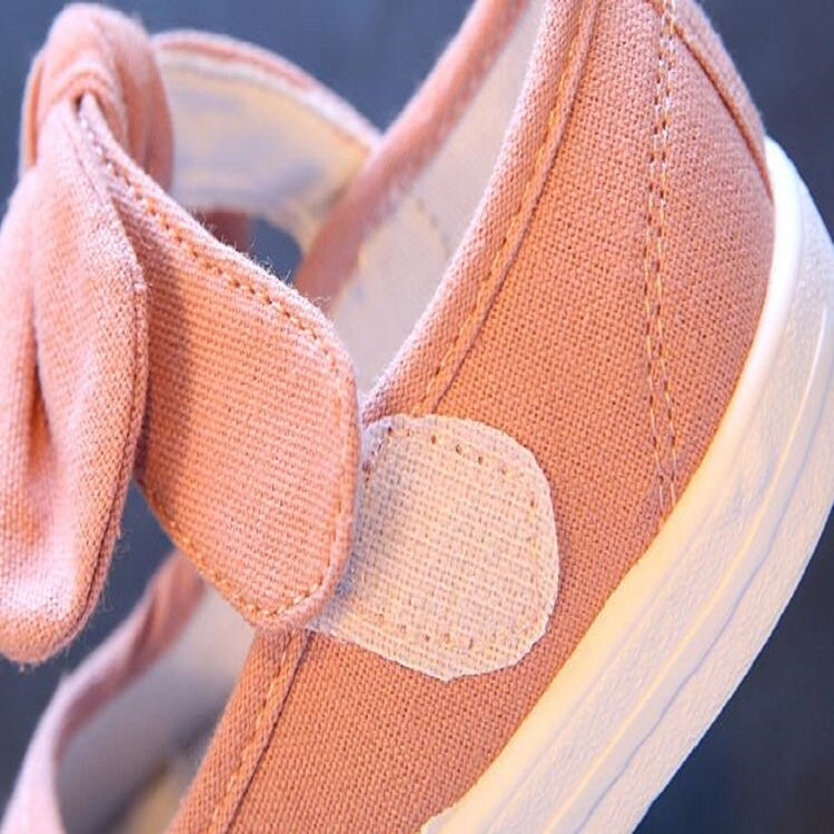 Children Canvas Bow Flats Shoes Solid Sneakers, Size:24