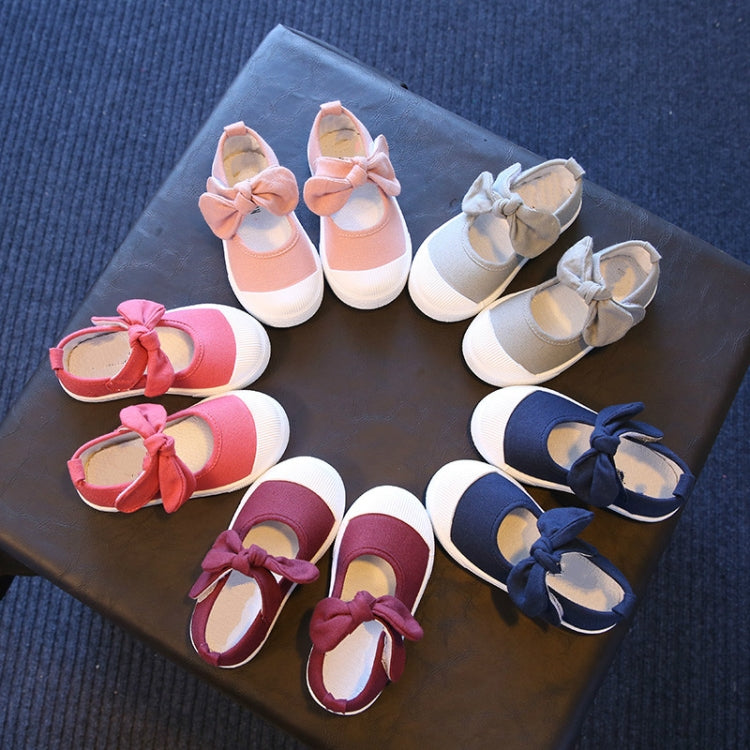 Children Canvas Bow Flats Shoes Solid Sneakers, Size:27