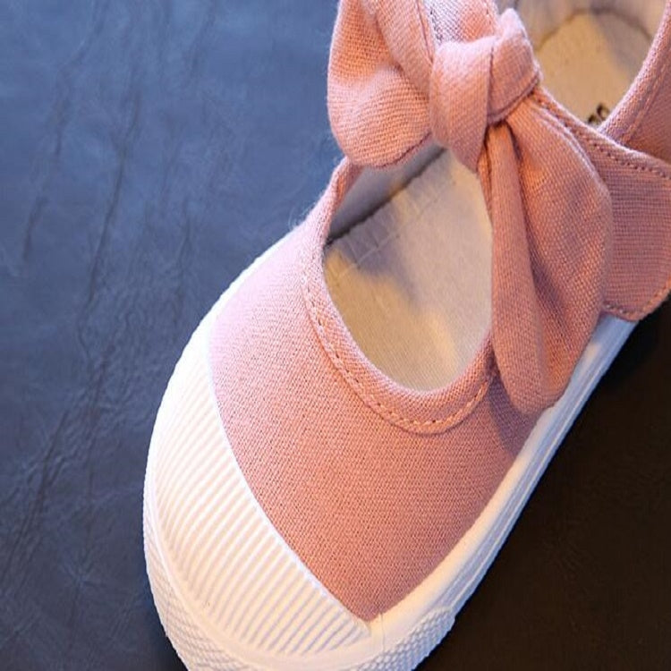 Children Canvas Bow Flats Shoes Solid Sneakers, Size:27