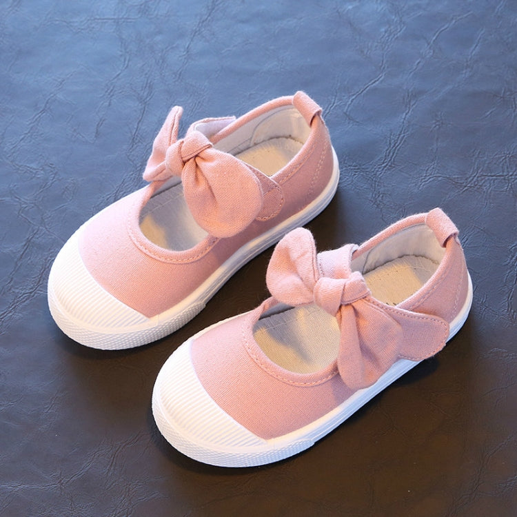 Children Canvas Bow Flats Shoes Solid Sneakers, Size:29