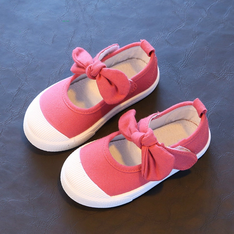 Children Canvas Bow Flats Shoes Solid Sneakers, Size:29