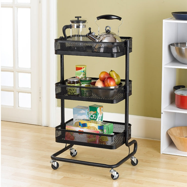 Metal Kitchen Trolley Carts Wheeled Storage Rack Shelf Vegetable Floor Bathroom Shelf Storage