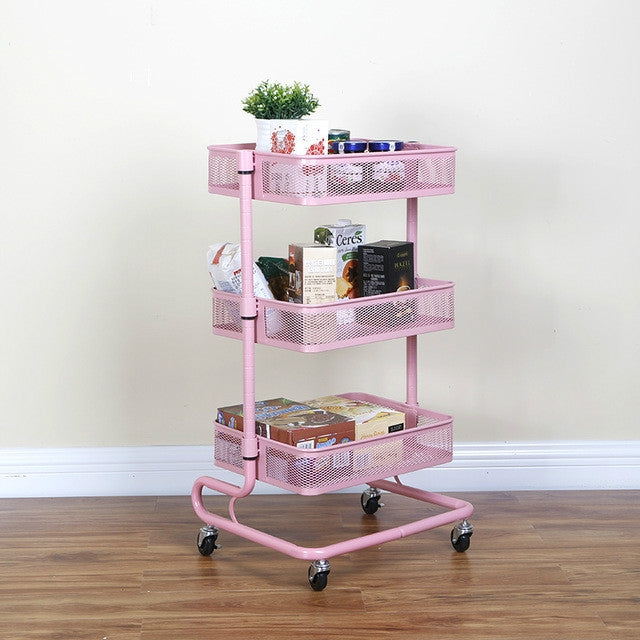 Metal Kitchen Trolley Carts Wheeled Storage Rack Shelf Vegetable Floor Bathroom Shelf Storage