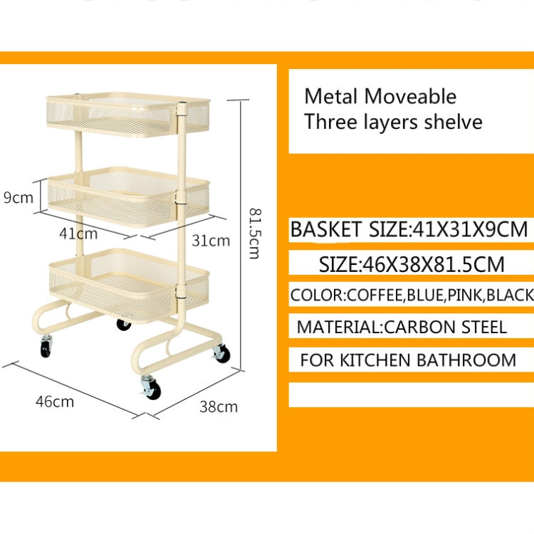 Metal Kitchen Trolley Carts Wheeled Storage Rack Shelf Vegetable Floor Bathroom Shelf Storage