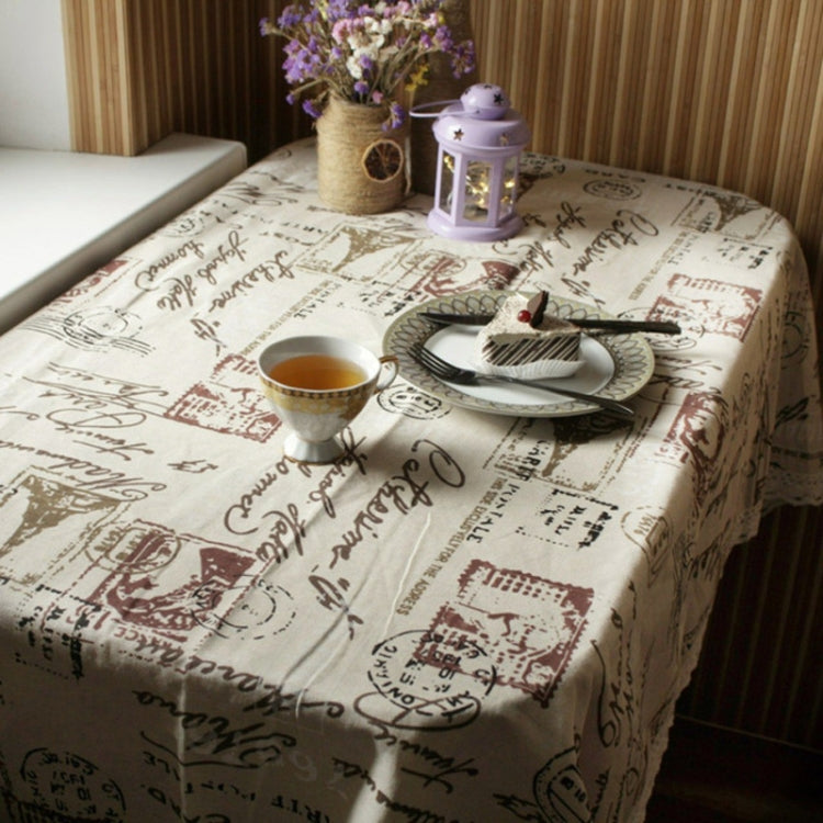 Eiffel Tower Cotton Linen Tablecloth Multi-purpose Universal Coffee Table Dustproof Cover, Size:60x60cm