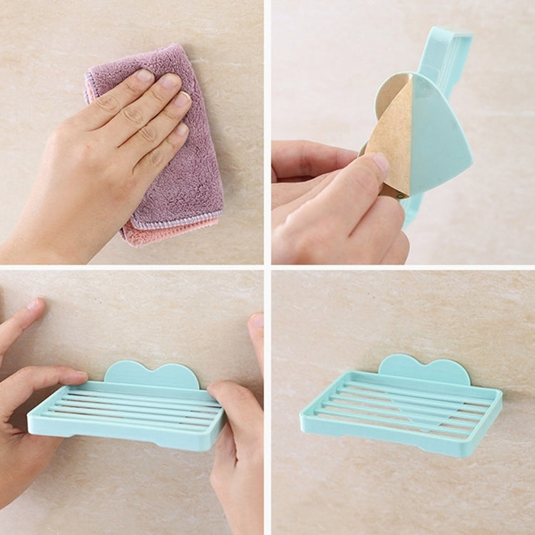 Love Heart Shape Sucker Soap Dish Bathroom Kitchen Wall-mounted Drain Suction Cup(Pink)