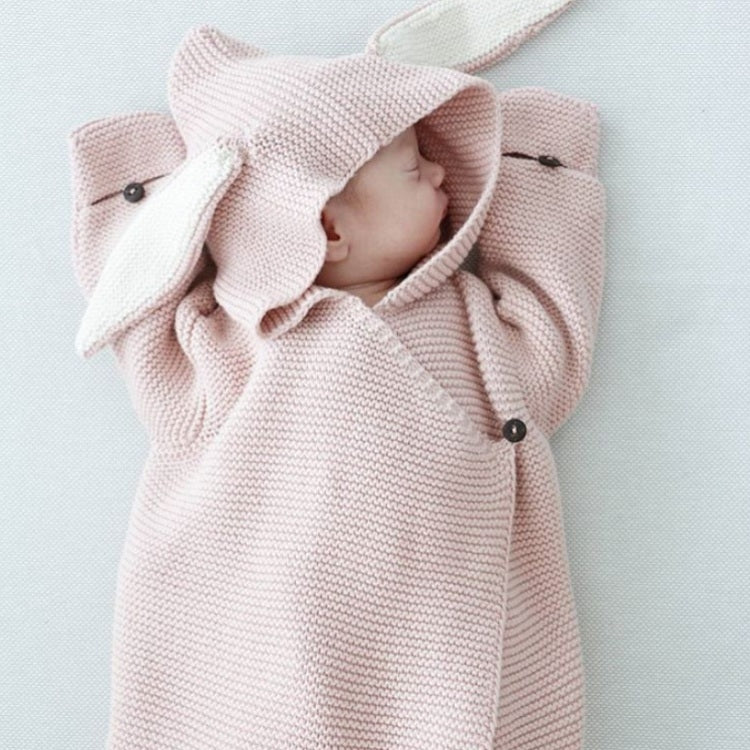 Cute Rabbit Ear Stereo Sleeping Bag Knitted Baby Quilt, Size:0-1 Years Old