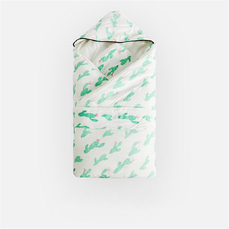 Spring and Autumn Thick Warm Sleeping Bag Blanket Winter Quilt Can Be Detached, Style:Thick Cactus