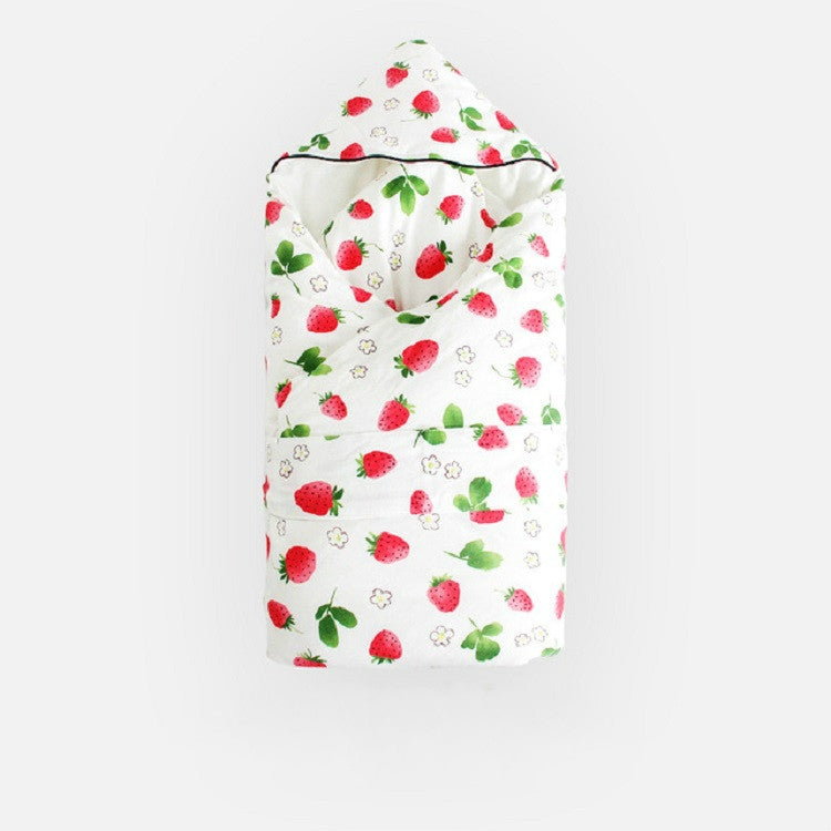 Spring and Autumn Thick Warm Sleeping Bag Blanket Winter Quilt Can Be Detached, Style:Thick Strawberry