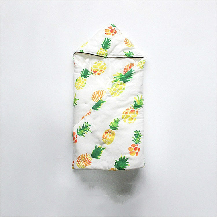 Spring and Autumn Thick Warm Sleeping Bag Blanket Winter Quilt Can Be Detached, Style:Thick Pineapple