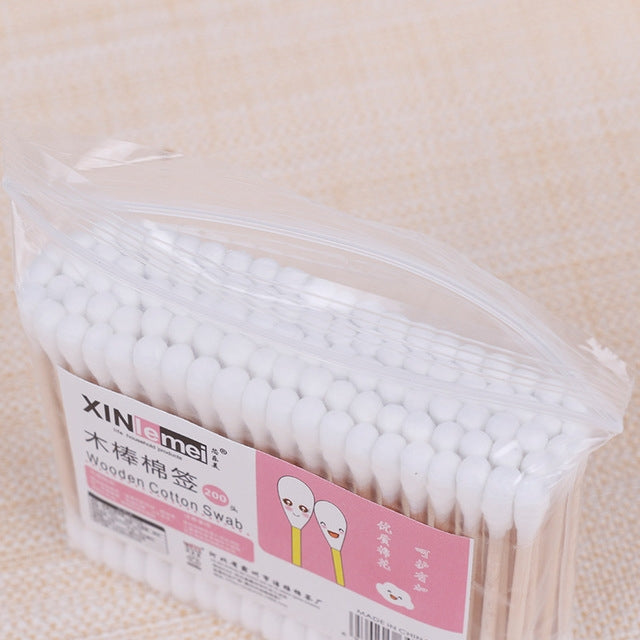200 PCS / 2 Pack Disposable Double-headed  Cotton Swab Portable Cleaning Makeup Tool