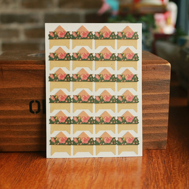 2 PCS Retro Flower Phase Corner Stickers Kraft Paper Corner Stickers