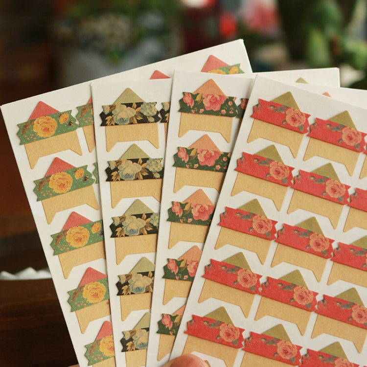 2 PCS Retro Flower Phase Corner Stickers Kraft Paper Corner Stickers