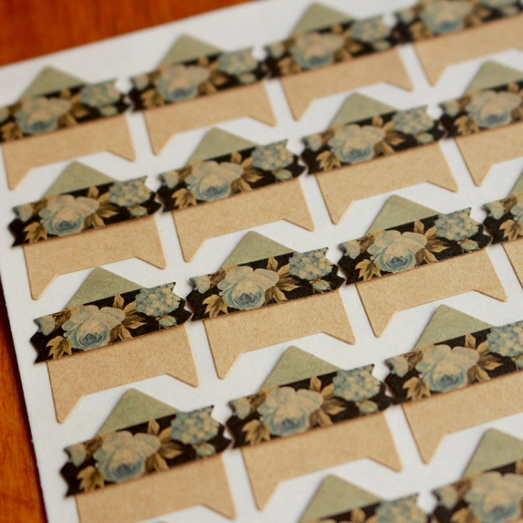 2 PCS Retro Flower Phase Corner Stickers Kraft Paper Corner Stickers