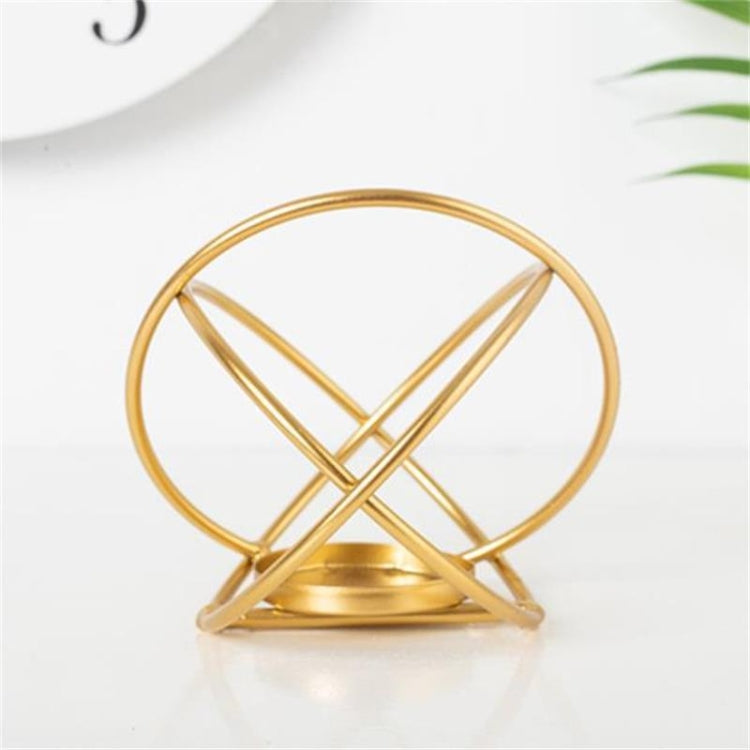Creative Modern Minimalist Geometric Wrought Iron Gold Candle Holder Ornaments Home Decorations Romantic Candlelight Ornaments, Size:Round
