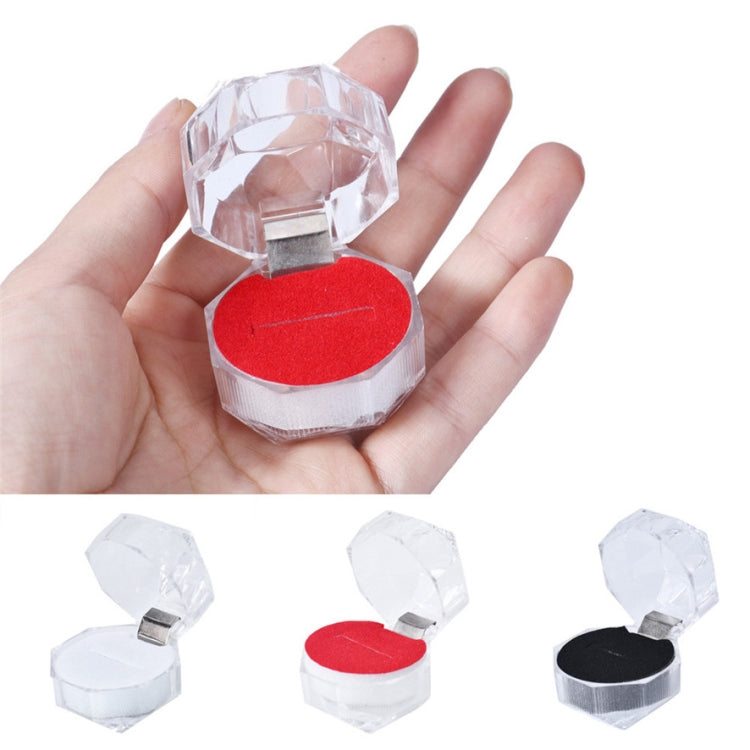 3 PCS Transparent Octagonal Ring Box Crystal Plastic Packaging Box(Black)